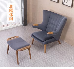 老虎椅单人沙发椅现代简约蜗牛椅老虎凳单人小沙发北欧高靠背布艺