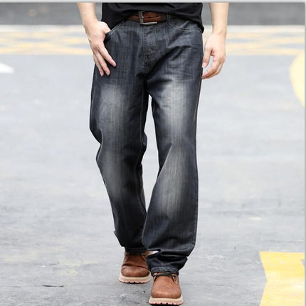 值得买的大裤脚牛仔裤男 宽松直筒_新款大裤脚牛仔裤男 宽松直筒推荐-
