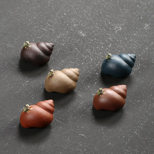 德明 喷水田螺青蛙 纯手工紫砂茶宠摆件精品茶道茶玩可养雕塑 span