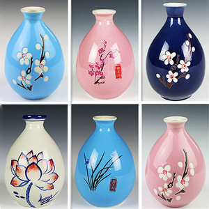 宜兴 span class=h>陶瓷 /span>酒坛酒瓶土陶1斤装手工彩绘彩釉瓶 