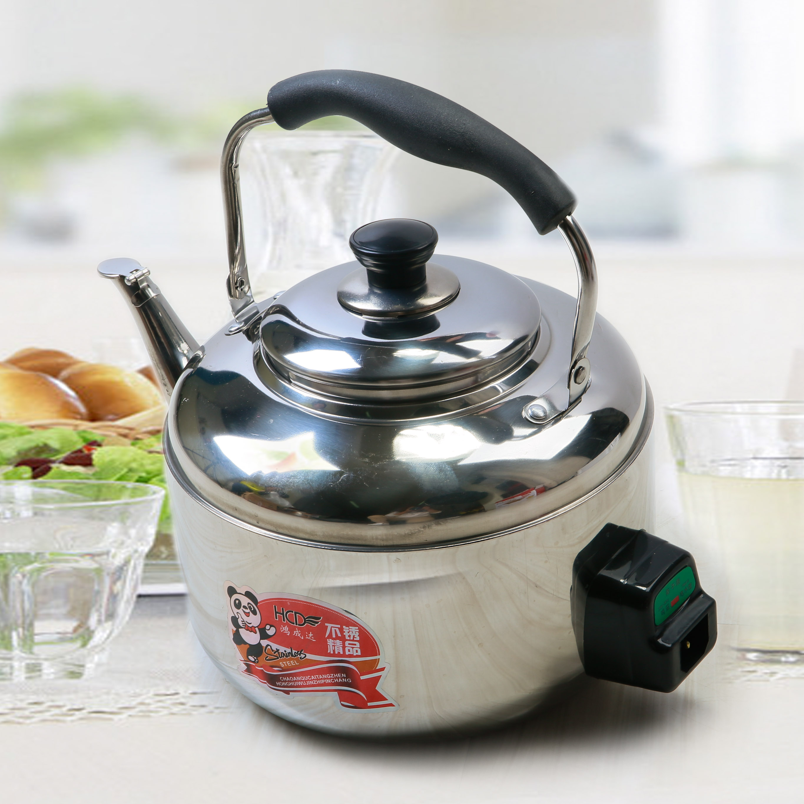 正品加厚全不锈钢插电热水壶6l5l4l升大容量防干烧水壶鸣笛