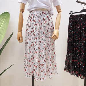 小碎花雪纺半身裙女中长款下半身长裙2018夏