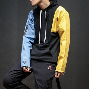 帅胖胖中国有嘻哈pgone艾夫杰尼同款潮男宽松撞色加大码夹克卫衣