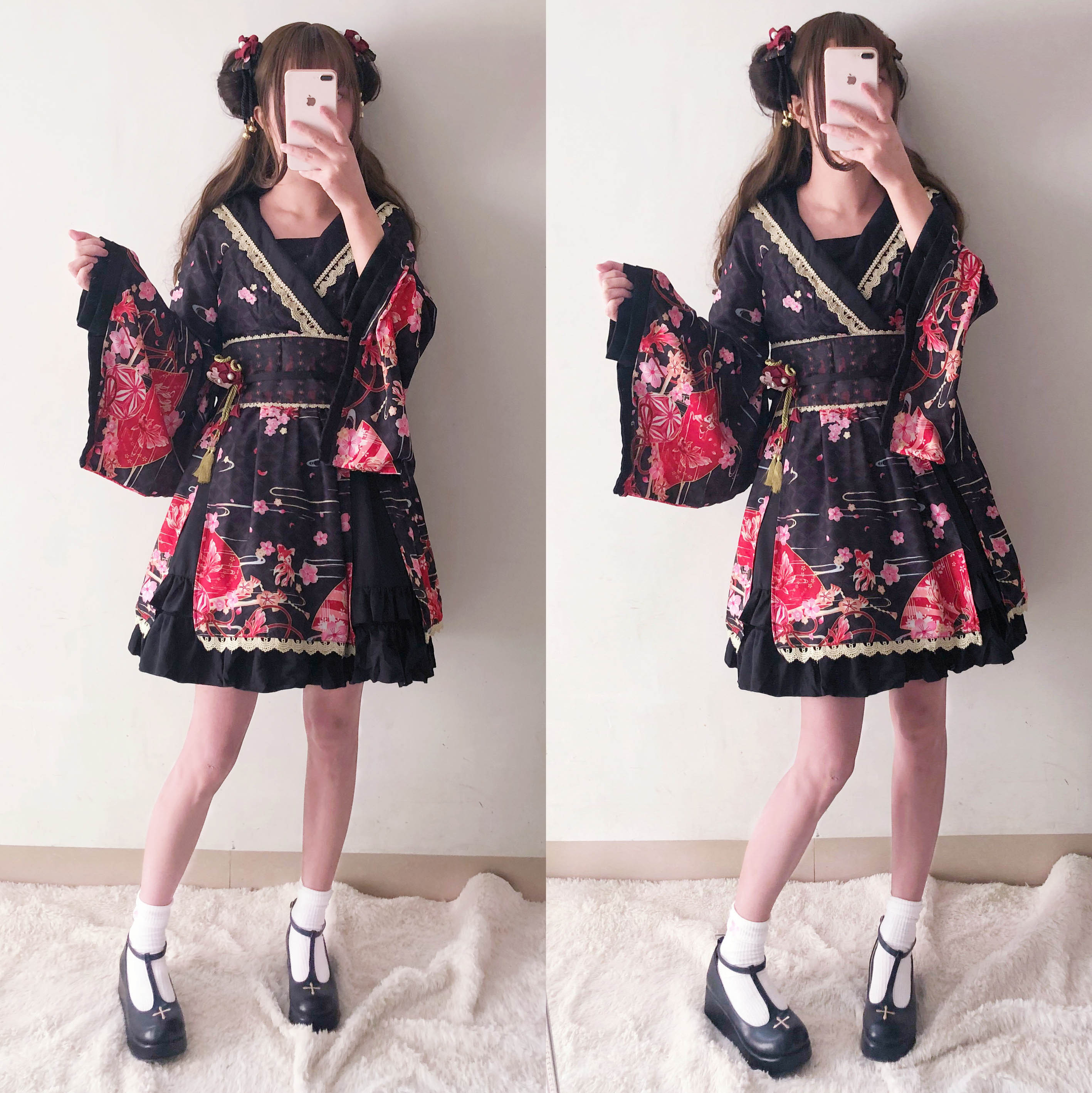 宅舞软妹日系和风花魁炳lolita连衣裙女op和服改良羽织套装cos装