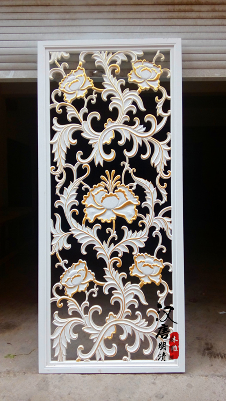 现代欧式实木镂空雕刻隔断屏风玄关 东阳木雕 电视背景墙 装饰