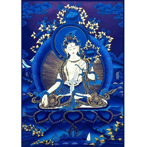  span class=h>新款 /span>佛像精准印花十字绣唐卡白度母 5d满钻 