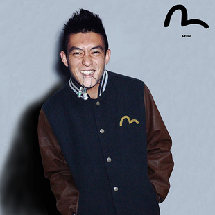 特价棉衣 潮牌陈冠希evisu福神外套it代购皮袖厚棒球服 一件代发