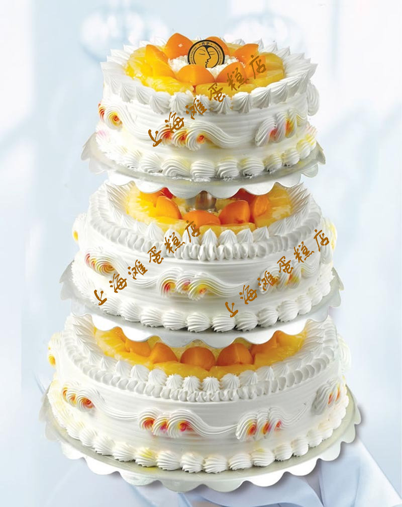 3层多层支架祝寿宴会水果鲜奶生日庆典蛋糕上海杨浦蛋糕速递配送