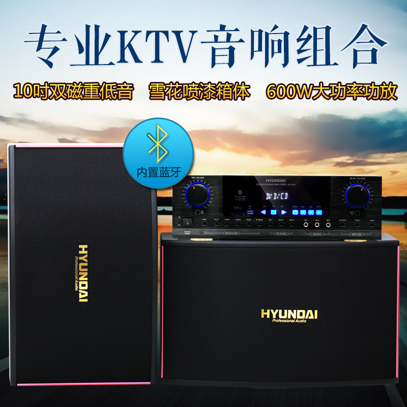 hyundai/現代 h9 專業大功率卡拉ok套裝 10寸ktv音響組合藍牙k歌