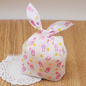 清仓粉色气球兔耳朵造型喜糖袋 饼干袋 糖果袋 礼品包装袋100个  