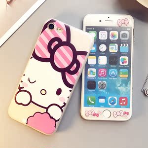 凯蒂猫iphone7钢化膜苹果7plus手机彩膜8卡通前后透明6s可爱kitty