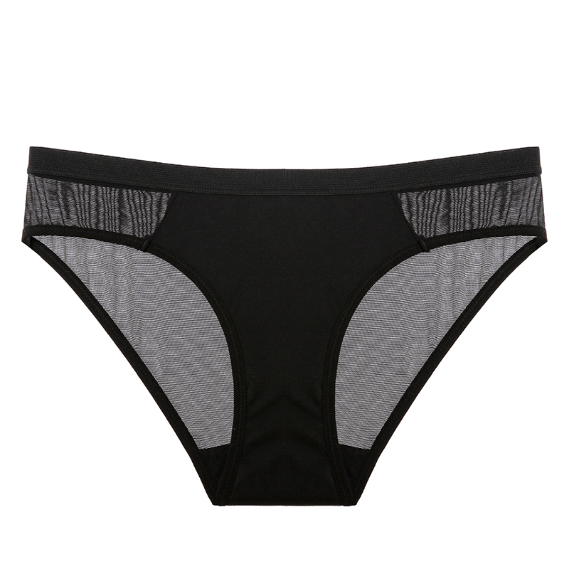 好奇小姐低腰提臀舒适透气无痕黑色透明网纱性感情趣三角内裤女式