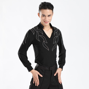 秋冬季拉丁舞蹈练功服摩登舞广场舞男国标舞服装成人上衣长袖演出