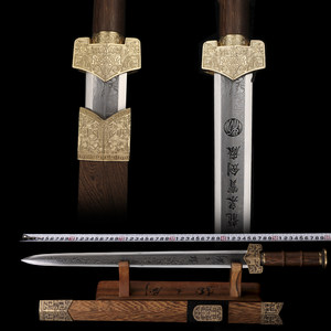 龙泉宝剑厂龙之剑一体防身汉剑 小秦剑手工镇宅宝剑花纹钢未开刃