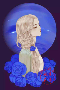 diy钻石画十字绣钻石绣蓝色妖姬蓝玫瑰少女贴钻画方钻满钻 包邮