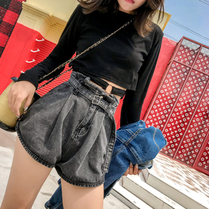 牛仔短裤女腰带款图片