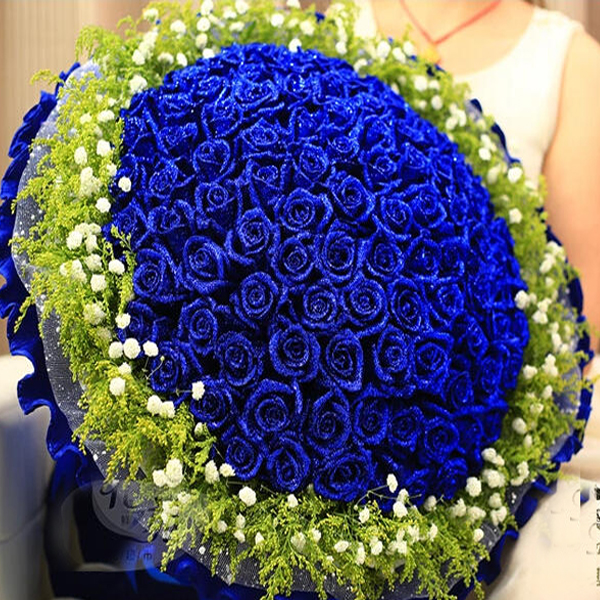 99朵蓝色妖姬红香槟玫瑰表白求婚生日礼物送花宁波鲜花店同城速递