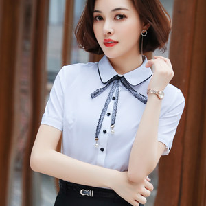 女士正装套装职业装女装套裙短袖衬衫女蝴蝶结