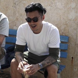 余文乐同款白色短袖男 夏季休闲纯色简约假两件七分袖圆领 span class