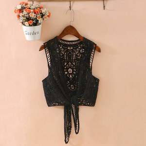 马甲女夏季薄款短款女士蕾丝背心镂空小开衫女