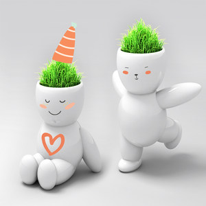 class=h>娃娃 /span>小盆栽小白人头上 span class=h>草 /span>籽包