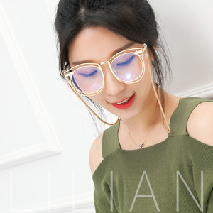 复古日韩网格太阳眼镜链条挂脖金属绳子挂带时尚墨镜防滑明星同款