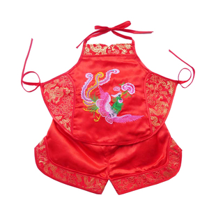 2018夏季新款肚兜套新生儿婴儿金锁长命百岁满月百日肚兜唐装套装