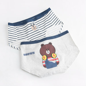 class=h>内裤 /span>女纯棉 少女 日系中腰卡通印花学生布朗熊三角裤