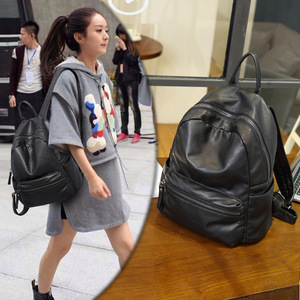 明星同款双肩包时尚 span class=h>女包 /span>韩版学院风羊皮旅行包