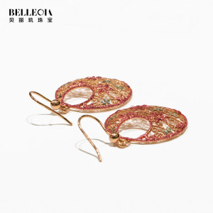 bellecia珐琅耳环异域花园经典款s925银耳钉玫瑰红耳环耳饰