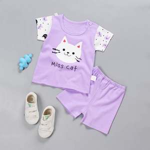 0婴儿夏装儿童2棉绸两件套1岁女宝宝短裤背心