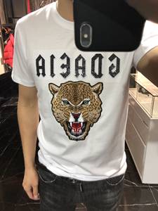 2018夏季男士欧货长绒棉立体刺绣珠片贴布韩