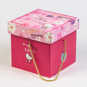 创意卡通正方形折叠手提礼品包装盒水果礼盒零食瓦楞纸盒/收纳箱