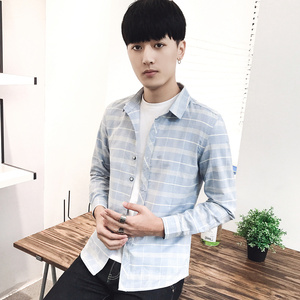 class=h>衬衫 /span>男青年韩版秋季休闲寸衫高中学生衬衣潮流上衣