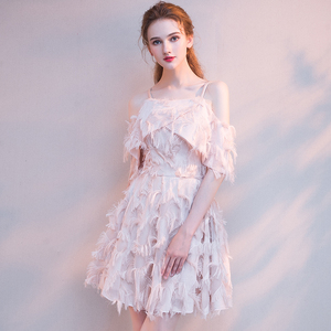 class=h>小礼服 /span>裙女2019新款春吊带短款显瘦名媛少女洋装粉色