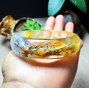 一物一图天然水晶发财树天然软锰矿天然小树内景手镯57.6招财转运