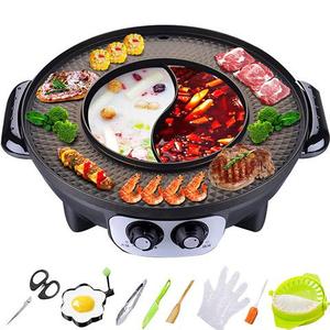 火锅烧烤一体鸳鸯锅电烤盘无烟图片