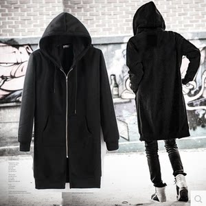 秋季潮牌中长款 span class=h>拉链 /span>连帽卫衣男兜 span class=h
