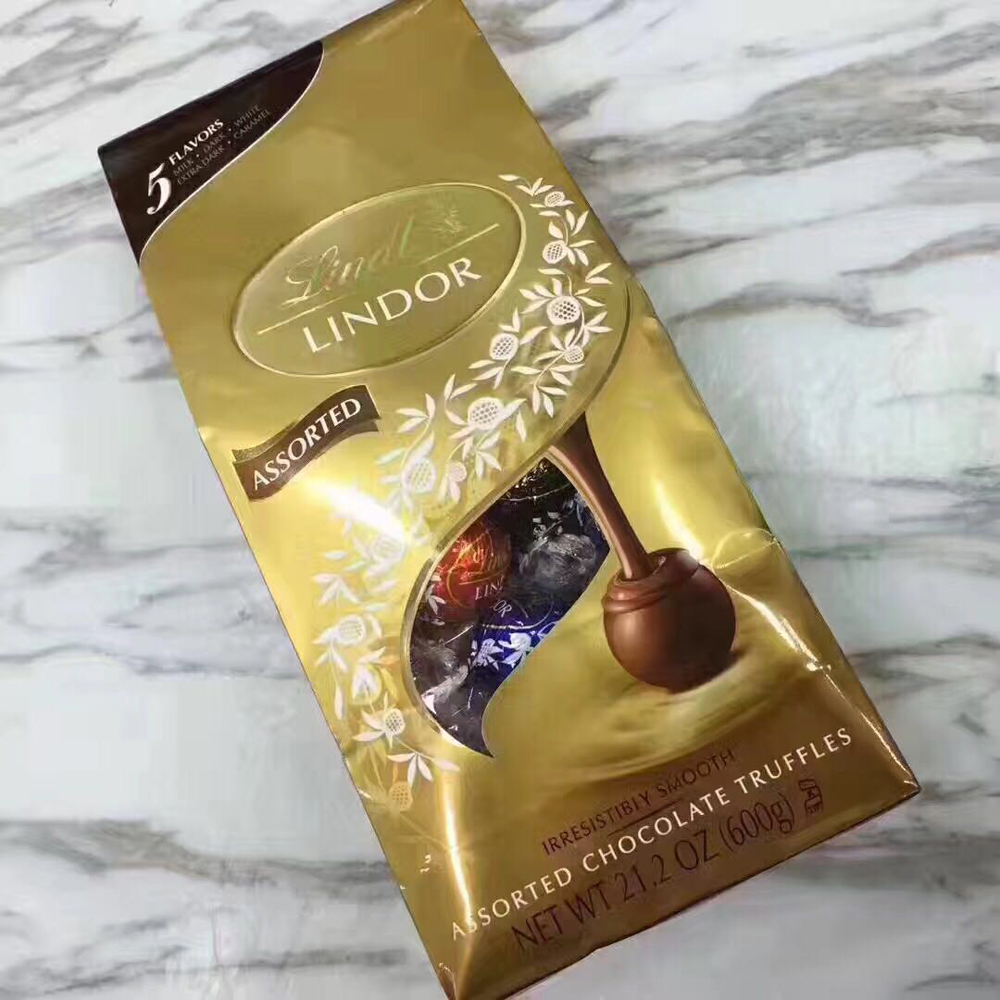 美国产Lindt Lindor瑞士莲夹心软心焦糖巧克力喜糖黑巧克力600g