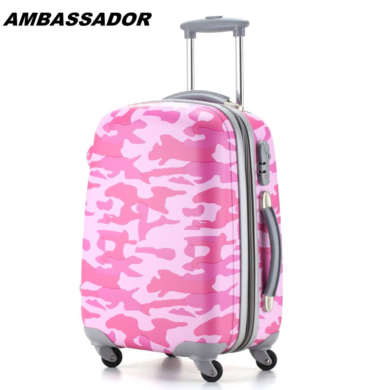 Ambassador大使箱包abs拉杆箱女行李箱迷彩学生旅行箱万向轮20寸