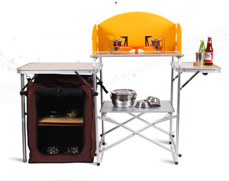 移动厨房户外铝合金折叠桌自驾游车载便携式野餐桌料理烧烤桌