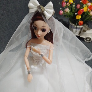 洋娃娃 /span> 白色纯洁的小 span class=h>天使 /span> 头巾芭比婚纱