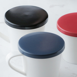 cybil原创设计红色蓝色黑色白色哑光陶瓷马克杯盖防尘搭配多款杯