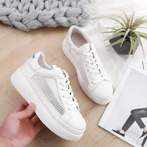 7f1 牛皮镂空系带 span class=h>小白鞋 /span>厚底休闲圆头透气经典