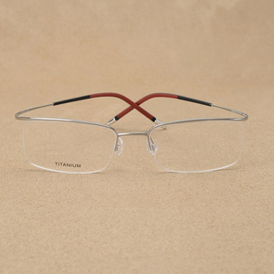 超轻纯钛半框男女近视眼镜架超弹镜腿诗乐林德伯格款商务眼镜架