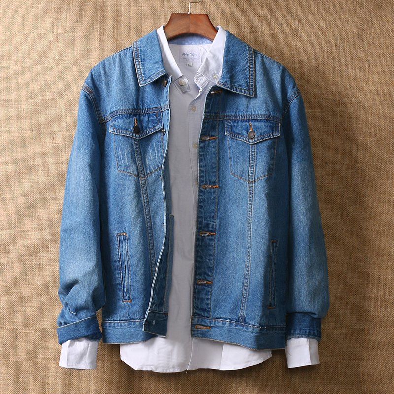 Musim Gugur Musim Dingin Kapas Murni Manusia Jaket Koboi Pakaian Pria Daftar Dayung Tombol Hingga Biru Koboi Mantel pria Memakai Sarung untuk Menempelkan Tas Koboi Jaket Pasang-Internasional
