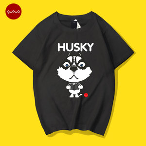 悦游 哈士奇 span class=h>t恤 /span> 狗图案短袖ins二哈潮牌体桖