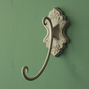 言寓自制 古典做旧复古花纹铁艺挂钩 整理收纳墙壁粘钩