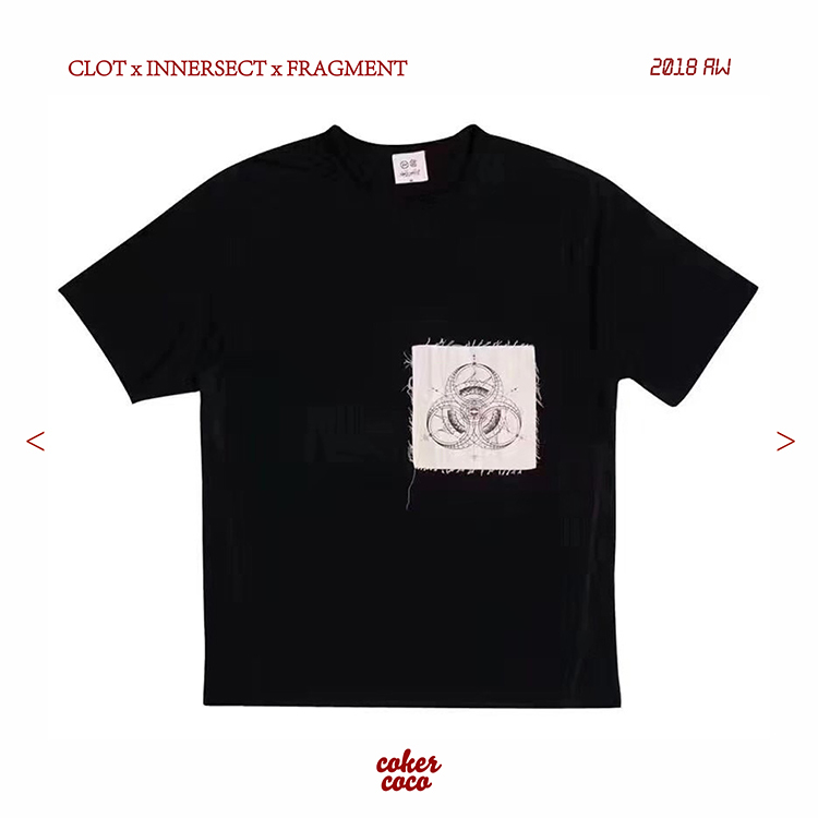 现货 Clot x fragment x innersect 三方联名logo贴布短袖T恤