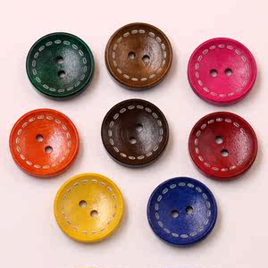 烤漆圆形大扣子圆形虚线扣子木扣子大衣扣子儿童服饰辅料 span class=